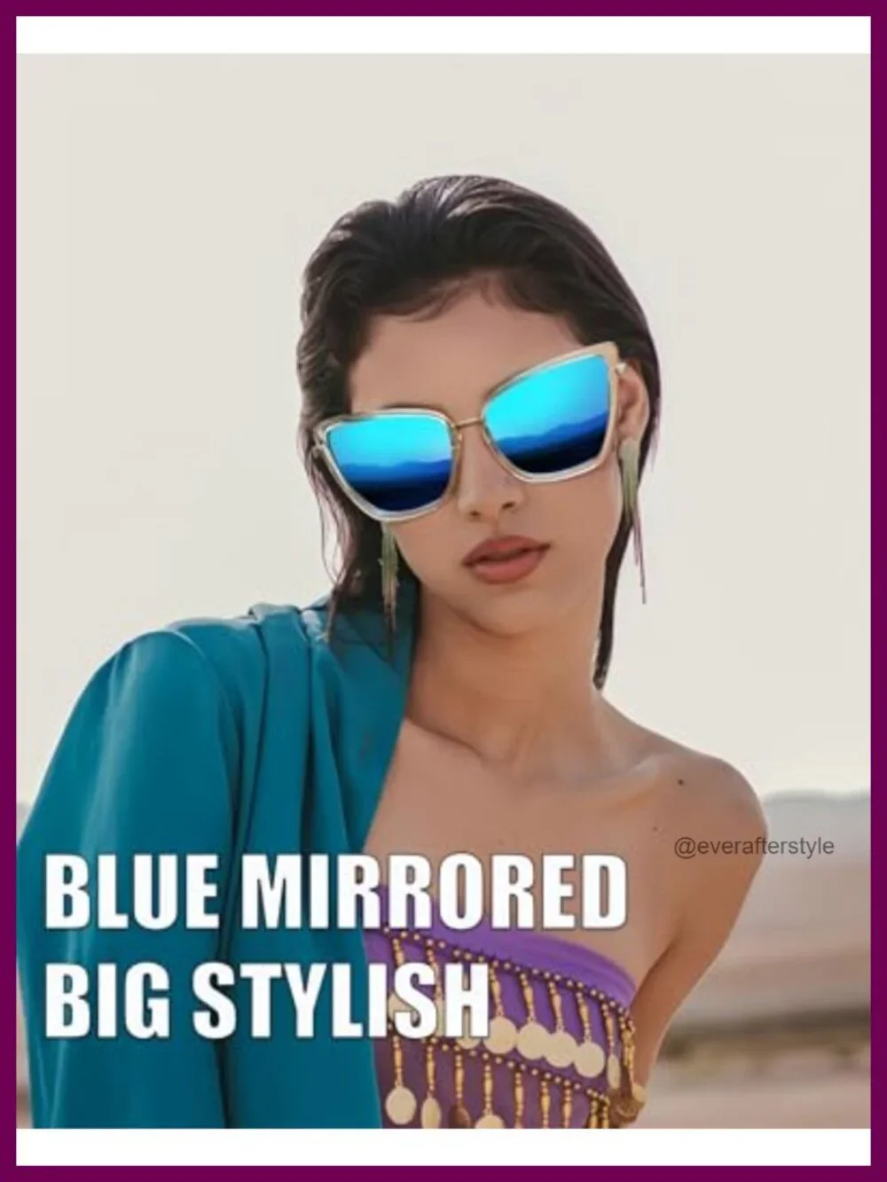 Oversized Cateye Sunglasses Women UV400 Protection Metal Frame Cat Eye Shades